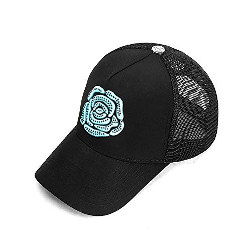 NKSS Rosas Bordadas Sombrero de béisbol, Transpirable Cap papá de Malla, no estructurada de algodón Suave, Correa Ajustable Volver Moda Deportes al Aire Libre Parasol Cap Varón y Mujer (Negro)