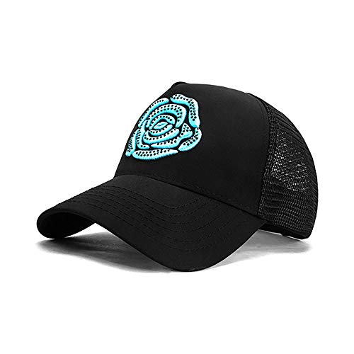 NKSS Rosas Bordadas Sombrero de béisbol, Transpirable Cap papá de Malla, no estructurada de algodón Suave, Correa Ajustable Volver Moda Deportes al Aire Libre Parasol Cap Varón y Mujer (Negro)