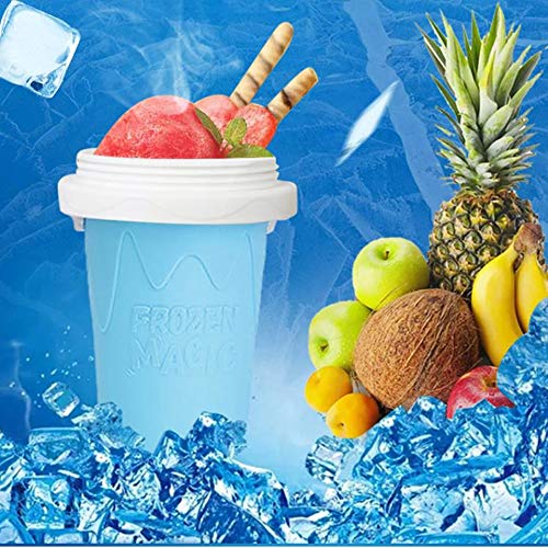 NOBGP 2 Piezas de Taza de Hielo DIY Slushy Maker, Taza de granizado de Silicona de Verano Caliente, Doble Capa, Pellizcar en Hielo, Favorito de los niños 301-400ML Summer Limited