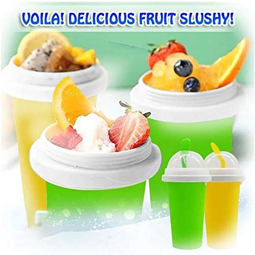 NOBGP 2 Piezas de Taza de Hielo DIY Slushy Maker, Taza de granizado de Silicona de Verano Caliente, Doble Capa, Pellizcar en Hielo, Favorito de los niños 301-400ML Summer Limited