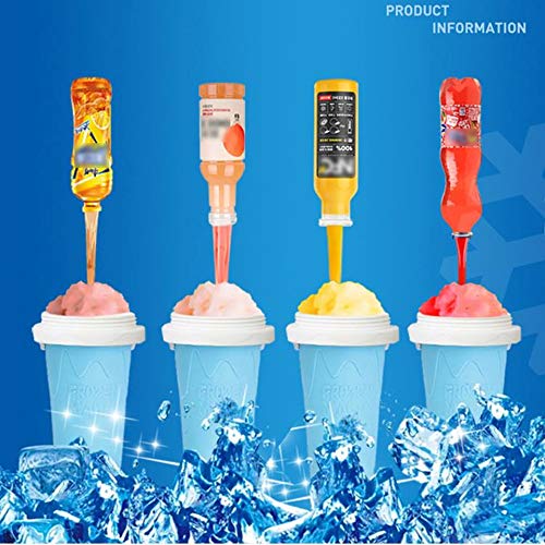 NOBGP 2 Piezas de Taza de Hielo DIY Slushy Maker, Taza de granizado de Silicona de Verano Caliente, Doble Capa, Pellizcar en Hielo, Favorito de los niños 301-400ML Summer Limited