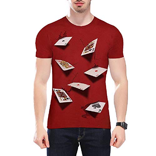 NOBRAND New Poker 3D - Camiseta de manga corta para hombre Gules XL