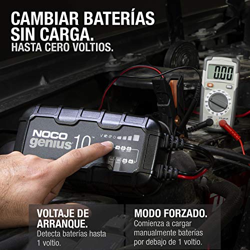 NOCO GENIUS10EU, Inteligente automático de 10A, Cargador 6V y 12V, mantenedor desulfatador de batería con compensación de Temperatura