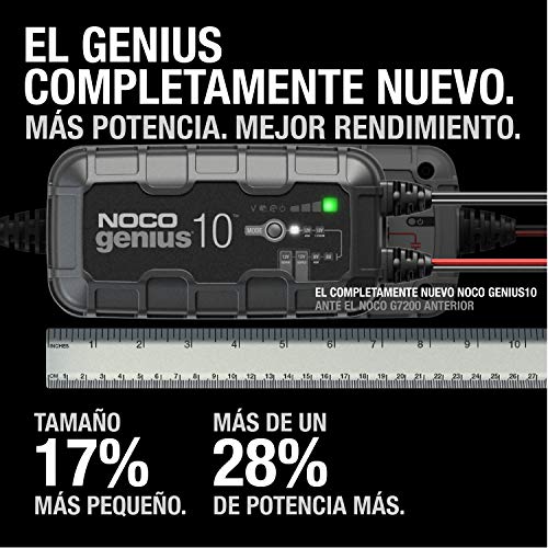 NOCO GENIUS10EU, Inteligente automático de 10A, Cargador 6V y 12V, mantenedor desulfatador de batería con compensación de Temperatura