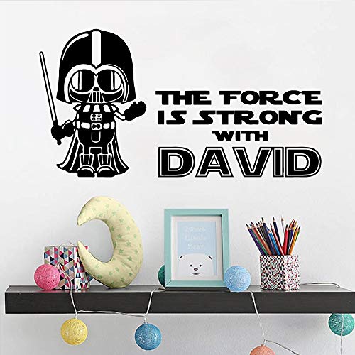 Nombre personalizado Star Wars Vinilo Pegatinas de pared Papel pintado Wallsticker Decoración del hogar Accesorios Naklejki Na Sciane Deco Maison White L 43cm X 82cm