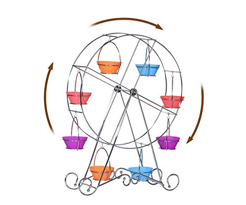 Noria Cupcake Stand, acero inoxidable que gira la rueda de la fortuna soporte postre, postre portador de visualización de la fiesta del circo, cumpleaños de los niños, de boda