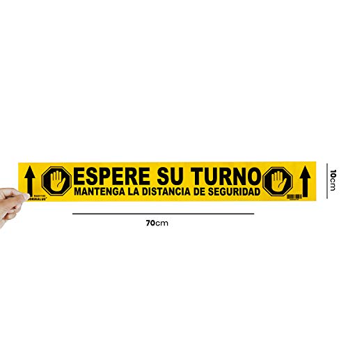 Normaluz BA81100 - Señal Adhesiva Suelo Espere su Turno 70x10 cm, Vinilo adhesivo, Amarillo