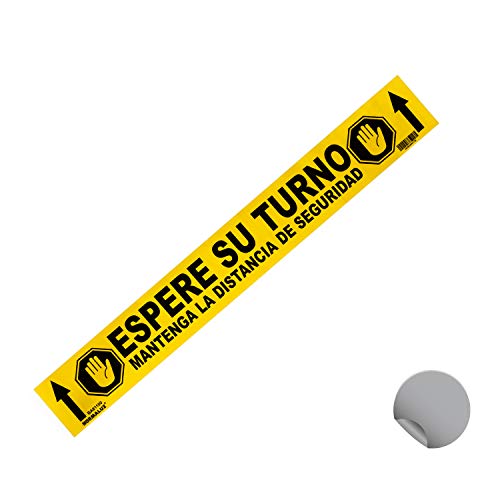 Normaluz BA81100 - Señal Adhesiva Suelo Espere su Turno 70x10 cm, Vinilo adhesivo, Amarillo