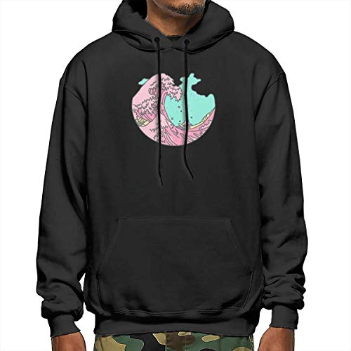 Not Applicable Sudadera con Capucha para Hombre con diseño de Anime japonés, Color Pastel Negro Negro (S