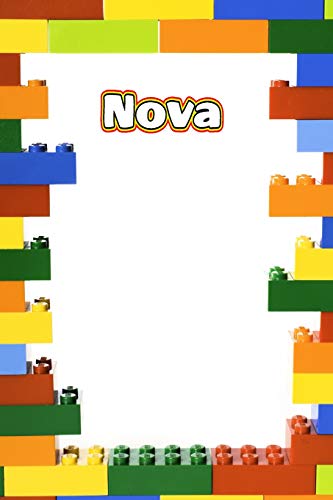 Nova: Personalized Building Brick Draw and Write Practice Paper Journal, Diary Notebook,log  featuring 120 pages 6"x9"