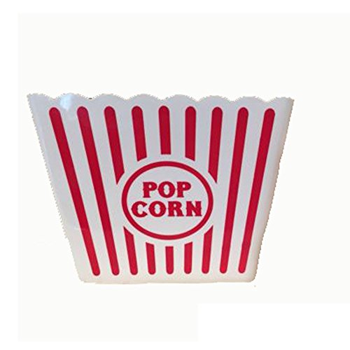 Novelty Place] Recipientes Plásticos para Palomitas de Maíz Clásico con Rayas Rojas y Blancas para Noches de Cine - 20,32 cm Cuadrado x 17,78 cm de Profundidad (1 Paquete)