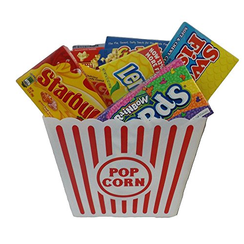 Novelty Place] Recipientes Plásticos para Palomitas de Maíz Clásico con Rayas Rojas y Blancas para Noches de Cine - 20,32 cm Cuadrado x 17,78 cm de Profundidad (1 Paquete)