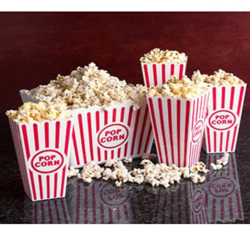 Novelty Place] Recipientes Plásticos para Palomitas de Maíz Clásico con Rayas Rojas y Blancas para Noches de Cine - 20,32 cm Cuadrado x 17,78 cm de Profundidad (1 Paquete)