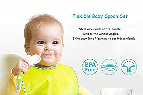 Novos Utensilios para el bebé Cuchara Tenedor Set Viaje seguro con la caja para niños pequeños bebés alimentación de los niños Formación Spoony Grip resistente al calor Flexible