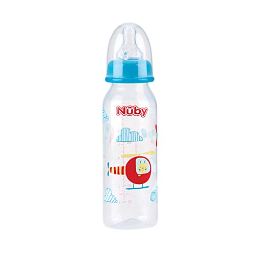 Nuby ID1486 Botella Impresa con Cuello Estándar, 240 ml, Multicolor