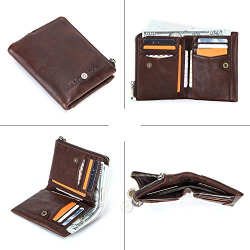 Nueva Billetera pequeña para Hombre,   billeteras, Monedero, Calidad, Corta, para Hombre, Bolsa de Dinero, Cuero de Vaca    Rifd, Caja de café, a1