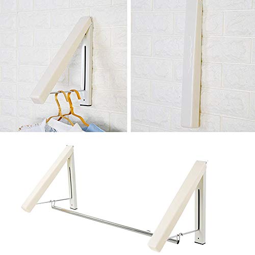 Nuluxi Abatible Percha Ropa Organizador Colgador de Ropa Abatible para Tendedero Perchero de Pared Plegable Abatible Aluminio Espacios Pequeños,Cuartos de Baño o Terraza (Beige,1Piezas)