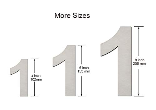 Número de casa moderno (152 mm de altura). Hecho con acero inoxidable 304 cepillado y sólido. De aspecto flotante y fácil de instalar (número 0, cero), Number 3