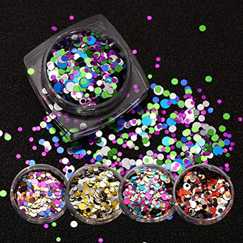 NUOBESTY Nail Chunky Glitter Circle Confetti Glitter Powder Sequins para uñas faciales y capilares (12 Colores, Circle-Mix)