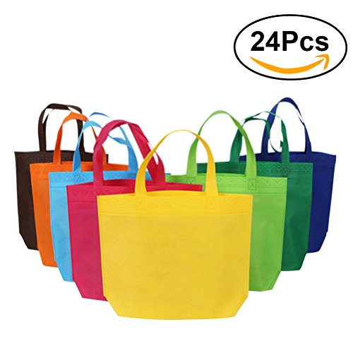 NUOLUX 24pcs bolsos reutilizables no tejidos que llevan la bolsa de asas del ultramarinos para el bolso del regalo del favor de partido de las compras - colores surtidos