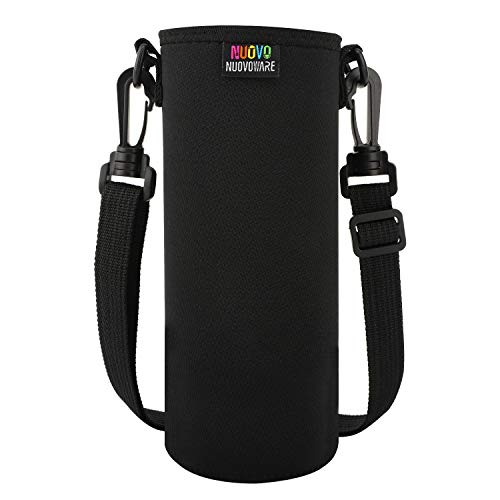 Nuovoware Bolso Térmica de Botella de Agua Portátil de Neopreno, a Prueba de Caída y Golpes, Funda Protecdora Impermeable de Cantimplora al Aire Libre con Correa de Hombro - Negro