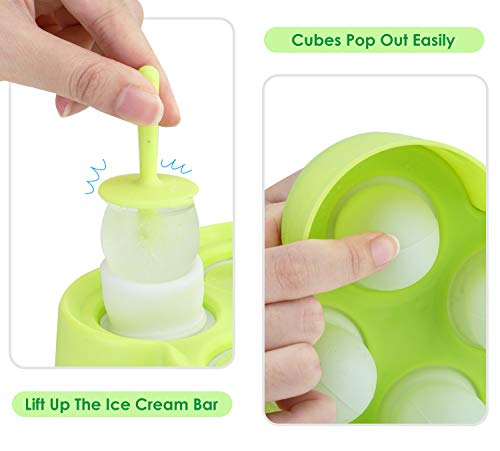 Nuovoware Moldes de Hielo [Capatidad de 6], Bantajes de Hielo de Silicona de Grado Alimenticio Herramientas de Cocina para Familia DIY - Verde Rectángulo