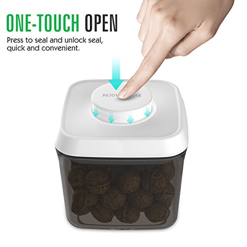 Nuovoware Nuovoware Contenedor/Botes Hermético - 0.75 Cuadrado Caja para Alimentos/Airtight Food Storage Container con Botón Pop-up, Café