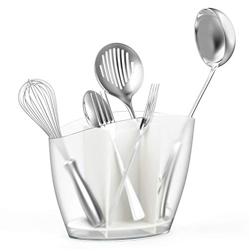 Nuovoware Utensilios de Cocina, Escurridor y Organizador de Cubiertos, Accesorios de Cocina con Malla Fina, Encimera de Cocina para Mesa de Comedor, Vajilla, Cucharas,Tenedores, Cuchillos - Blanco