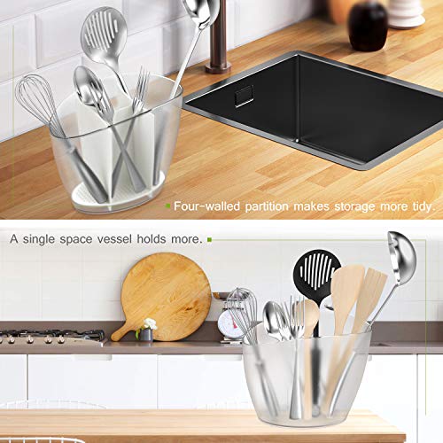 Nuovoware Utensilios de Cocina, Escurridor y Organizador de Cubiertos, Accesorios de Cocina con Malla Fina, Encimera de Cocina para Mesa de Comedor, Vajilla, Cucharas,Tenedores, Cuchillos - Blanco