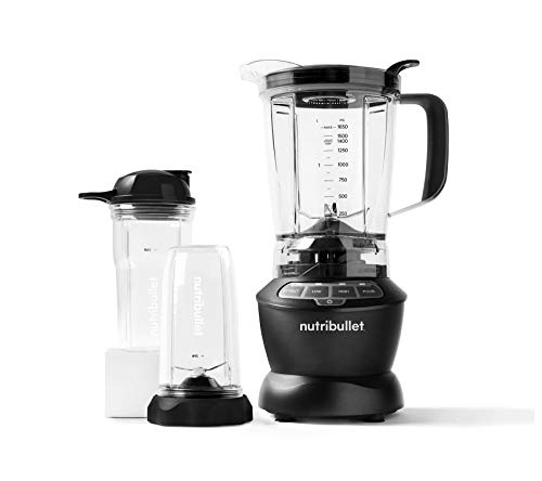 Nutribullet NBF-28500-1007DG - Batidora combo 1.000 W, 1.6 litros y extractor de nutrientes en uno, recetario en español, 2 velocidades, función pulse, función extracción, gris oscuro