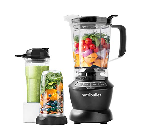 Nutribullet NBF-28500-1007DG - Batidora combo 1.000 W, 1.6 litros y extractor de nutrientes en uno, recetario en español, 2 velocidades, función pulse, función extracción, gris oscuro