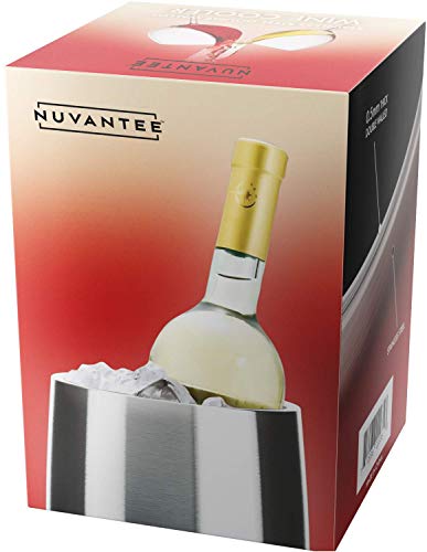 Nuvantee Enfriador de Vino a Doble Pared – Hecho de Acero Inoxidable de Alta Calidad – Diseño con Superficie Mate Cepillada – Asegura que su Vino se Mantenga Cada Vez Enfriado – Sin BPA