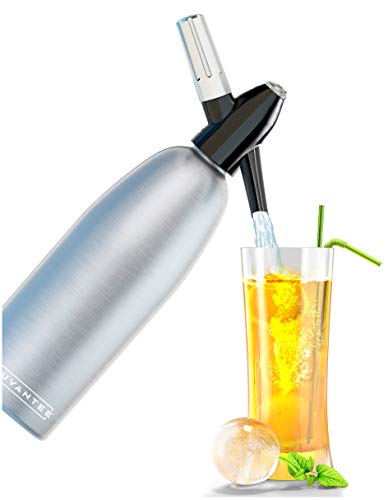 Nuvantee Sifón de Soda – Ultimate Sparkling Soda Maker – Aluminio – 1 Litro – Con recetas de cóctel gratis