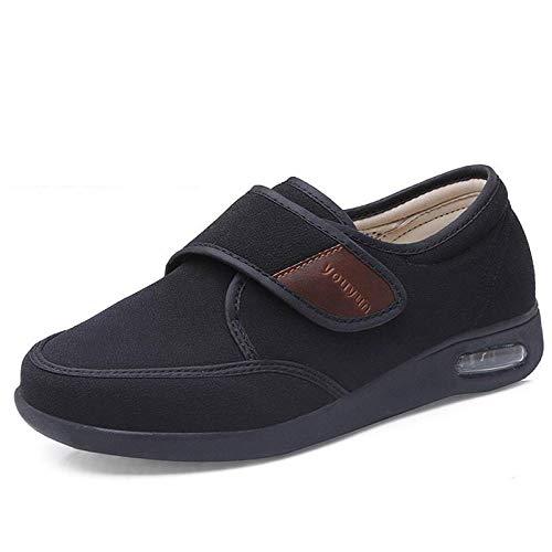 Nwarmsouth Zapato Sanitario elástico cómodo,Bone Hallux Valgus Old Man Zapatos, Zapatos diabéticos ajustables-48_Black,Zapatillas diabéticas de Espuma viscoelástica