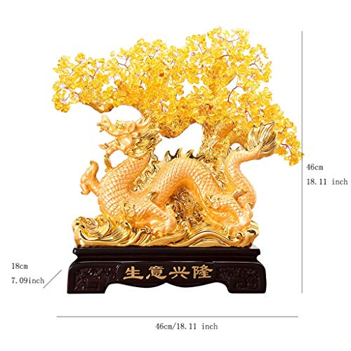 NYKK Ornamento de Escritorio Dragón Feng Shui Citrino árbol del Dinero Grifo de Cristal del árbol de Fortuna China Crystal Árbol Regalo artesanías decoración