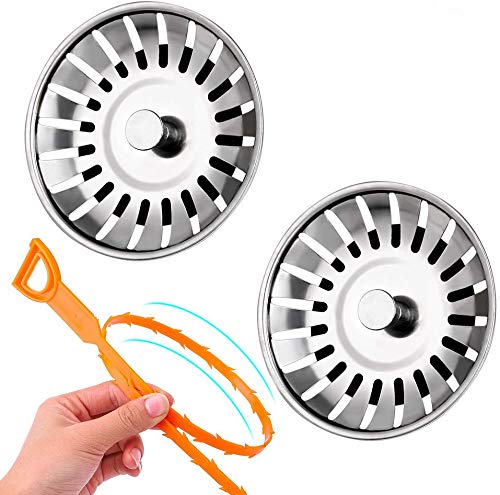 Obamono Filtro de Fregadero, Tapones de Drenaje de Acero Inoxidable Tapón de Fregadero para Cocina Baño Diámetro Ø78 mm (2 Piezas)