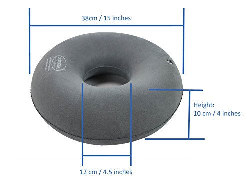 ObboMed SV-2500N, con Nueva válvula de Seguridad, Cojín Inflable Plegable con Forma de Anillo o Donut para aliviar el Dolor en Pelvis, coxis, presión del coxis, hemorroides.