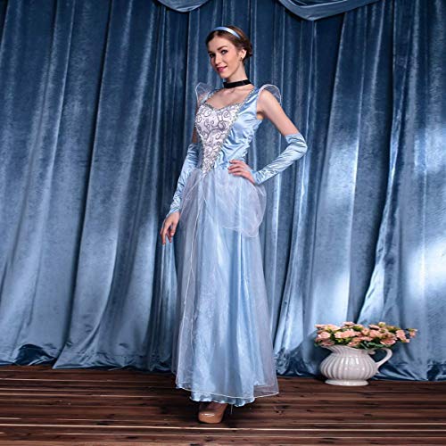 OBEEI Vestido de Princesa Elsa Cenicienta para Mujer Disfraz de Carnaval Fiesta Halloween Cosplay Navidad Traje Fancy Dress Up Costume Cenicienta S