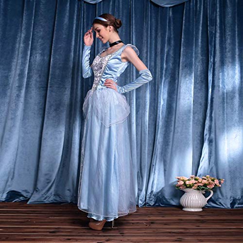 OBEEI Vestido de Princesa Elsa Cenicienta para Mujer Disfraz de Carnaval Fiesta Halloween Cosplay Navidad Traje Fancy Dress Up Costume Cenicienta S