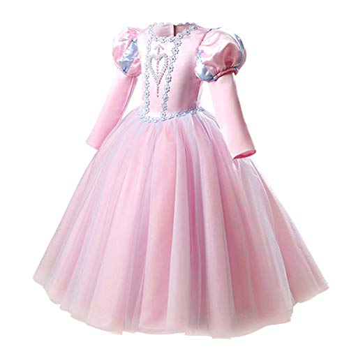 OBEEII Vestidos Princesa Sofia Disfraz para niñas Vestido de Fiesta Halloween Comunion Cosplay Partido Prom 9-10 Años