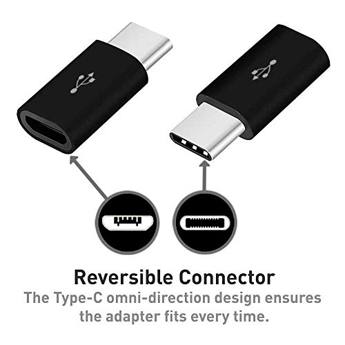 OcioDual Adaptador Micro USB 5 Pines Hembra a USB C Macho Carga y Datos para Samsung Galaxy S10/S9/S8 Xiaomi Redmi Note 7 Negro