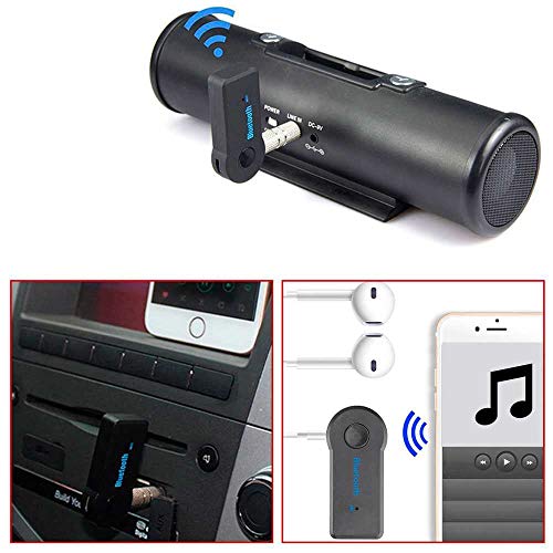 OcioDual Receptor de Audio Inalámbrico Bluetooth BT 3.0 Conector Aux Mini Jack 3.5mm Manos Libres Coche Batería Integrada Negro