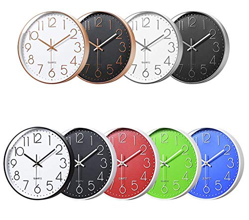 October Elf Reloj de Pared silencioso 30 cm Reloj sin tictac Reloj de Cuarzo con Pilas Redondo para Sala de Estar Dormitorios Oficina Cocinas Sala de Clase (Rojo)