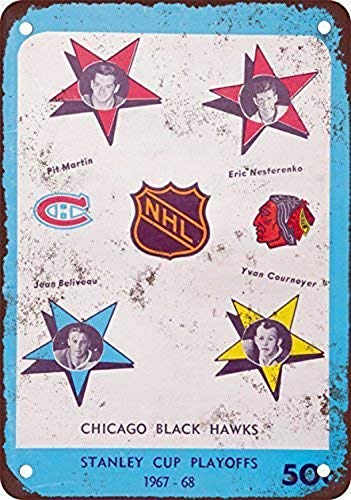 Odeletqweenry Tin Sign, Stanley Cup Blackhawks vs. Canadiens Vintage Look Reproduction Metal Tin Sign - Señal de hierro (30,5 x 18", aluminio)