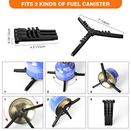 Odoland Estufa de Camping con Base de Cilindro de Gas, Estufa de Gas Portátil con Tapa Ajustable y Quemador, Perfecta para Mochileros, Camping, Pesca y Cocina al Aire Libre