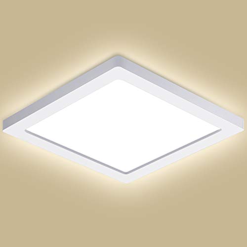 Oeegoo 24W LED Plafón de Superficie Cuadrado, Lámparas de Techo 2040Lm, Reemplaza Bombilla Incandescente 180W, 29 * 29 * 1.3cm Ultrafino, RA> 80 para Dormitorio Cocina Blanco Natural 4000-4500K