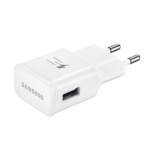 OEM Samsung Cargador Original EP-TA200EWE + Cable EP-DR140AWE (5V-2A, 9V-1.67A) - para Galaxy S10, S10+, S10e, S9, S9+ (Cargador + Cable Tipo C, Blanco) (EPTA200 + DR140 B W)