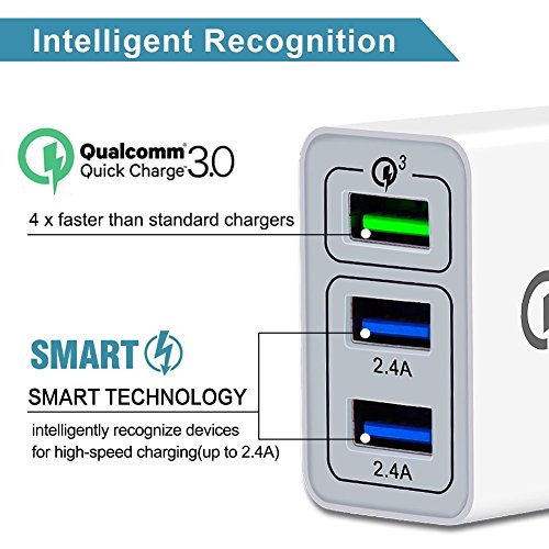 OENLY QC3.0 USB Cargador rápido Cargador Movil Universal Adaptador, 30W 3Port QC3.0 2.0 Smart Cargo sólido Desmontables en Lote schnellladeger para SamsungiPhoneiPad Huawei Google