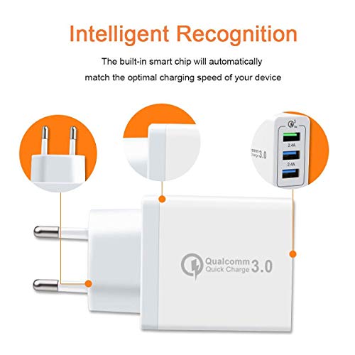 OENLY QC3.0 USB Cargador rápido Cargador Movil Universal Adaptador, 30W 3Port QC3.0 2.0 Smart Cargo sólido Desmontables en Lote schnellladeger para SamsungiPhoneiPad Huawei Google