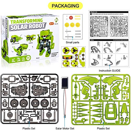 OFUN Dinosaurios Juguete Robot Stem para niños, 4 en 1 Robots Kit de Ciencia Divertido Juego Creativo y DIY Juguetes, Manualidades Regalos para niños de 8 a 12 años